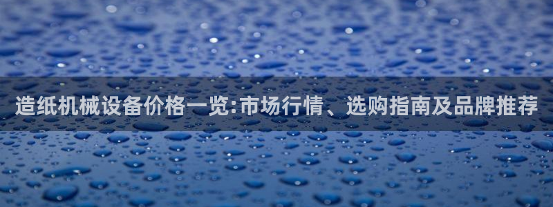 金年会赌博案：造纸机械设备价格一览:市场行情、选购指南及品牌推荐