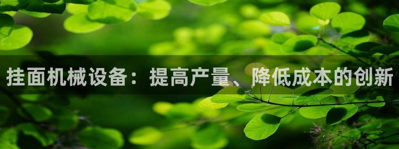 金年会体育平台登录：挂面机械设备：提高产量、降低成本的创新
