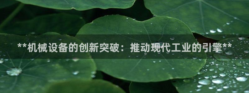 金年会电子app官方下载：**机械设备的创新突破：推动现代工业的引擎**